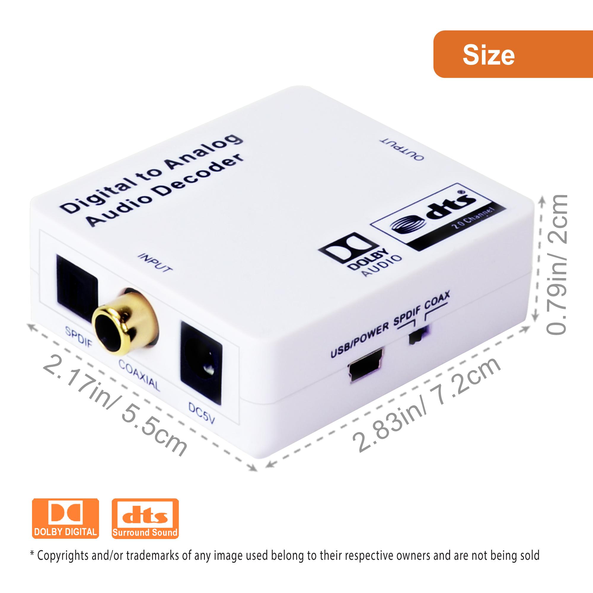 Extra Optical Cable Digital Toslink to Analog Audio Decoder Converter Adapter 